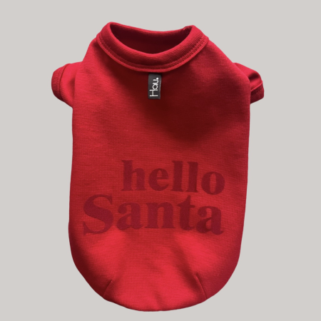 Hello Santa świąteczna czarwona koszulka dla psa