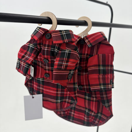 Christmas shirt - Świąteczna koszula dla psa w czerwoną kratę