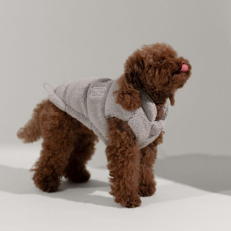 Teddy puff szary bezrękawnik ocieplany dla psa