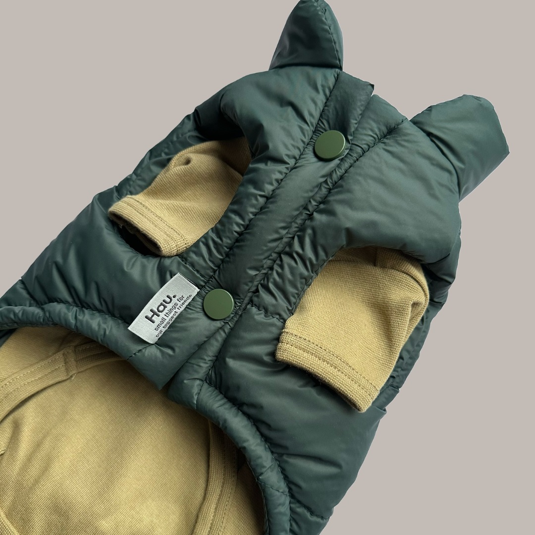 Puff Vest zielony bezrękawnik ocieplany dla psa zdjęcie 4